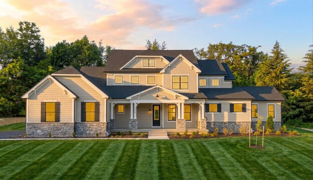 Modern Farm House — front exterior, custom home in Fairfax City, VA 22030