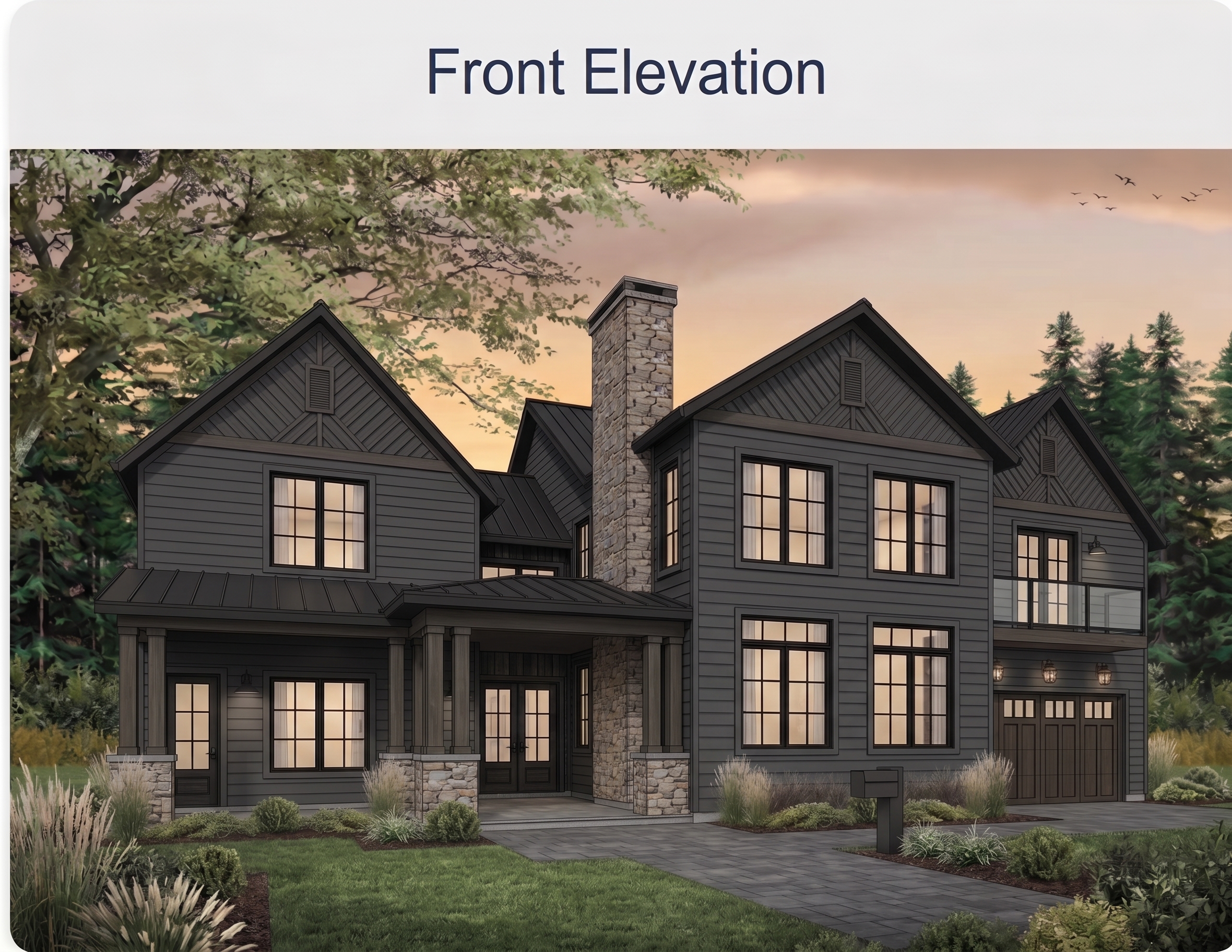 The Clarendon — front exterior, custom home in Kensington, MD 20895